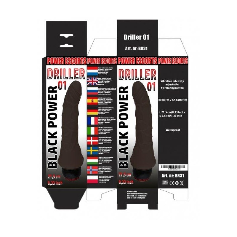 Driller 01 black 21,5 cm realistic vibrating